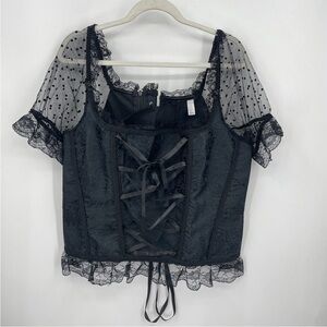gothic corset 5xl puff sleeves lace black